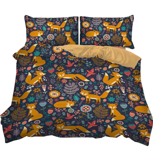 Parure De Lit 3 Pièces Renard Des Neiges - Housse 220x240cm + 2 Taies 65x65cm, Microfibre, Impression 3D, Fermeture Zip